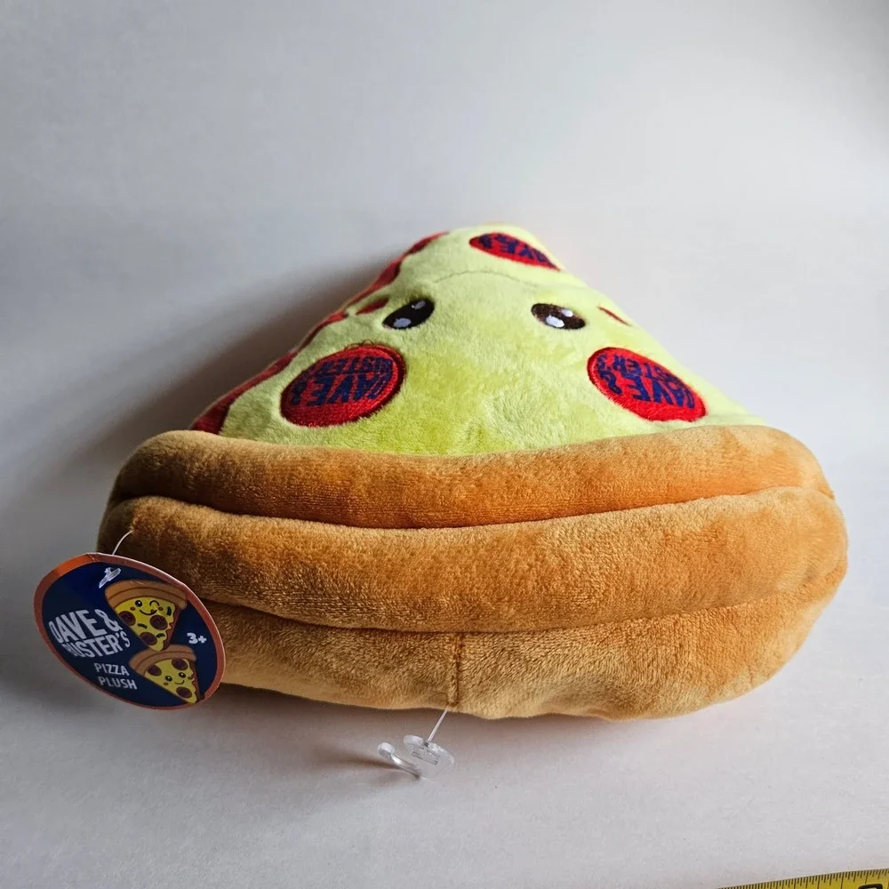 Dave & Busters Pizza Slice Plush Stuffed Toy Yellow Red Pepperoni Logo NWT 9in